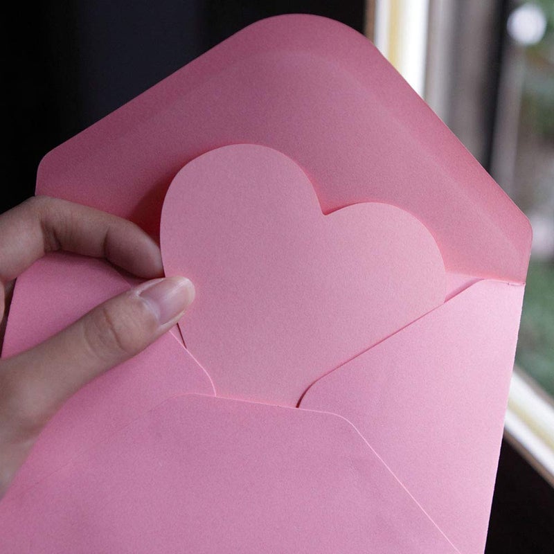Bubbley 48-Pack Blank Heart Shaped Cutout DIY Greeting Cards for Valentine's Day and Anniversary, Envelopes Included, 3 Colors, 4 x 6 Inches - Image 4